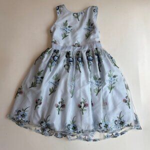 Badgley Mischka Blue Embroidered Dress Girls Size 12